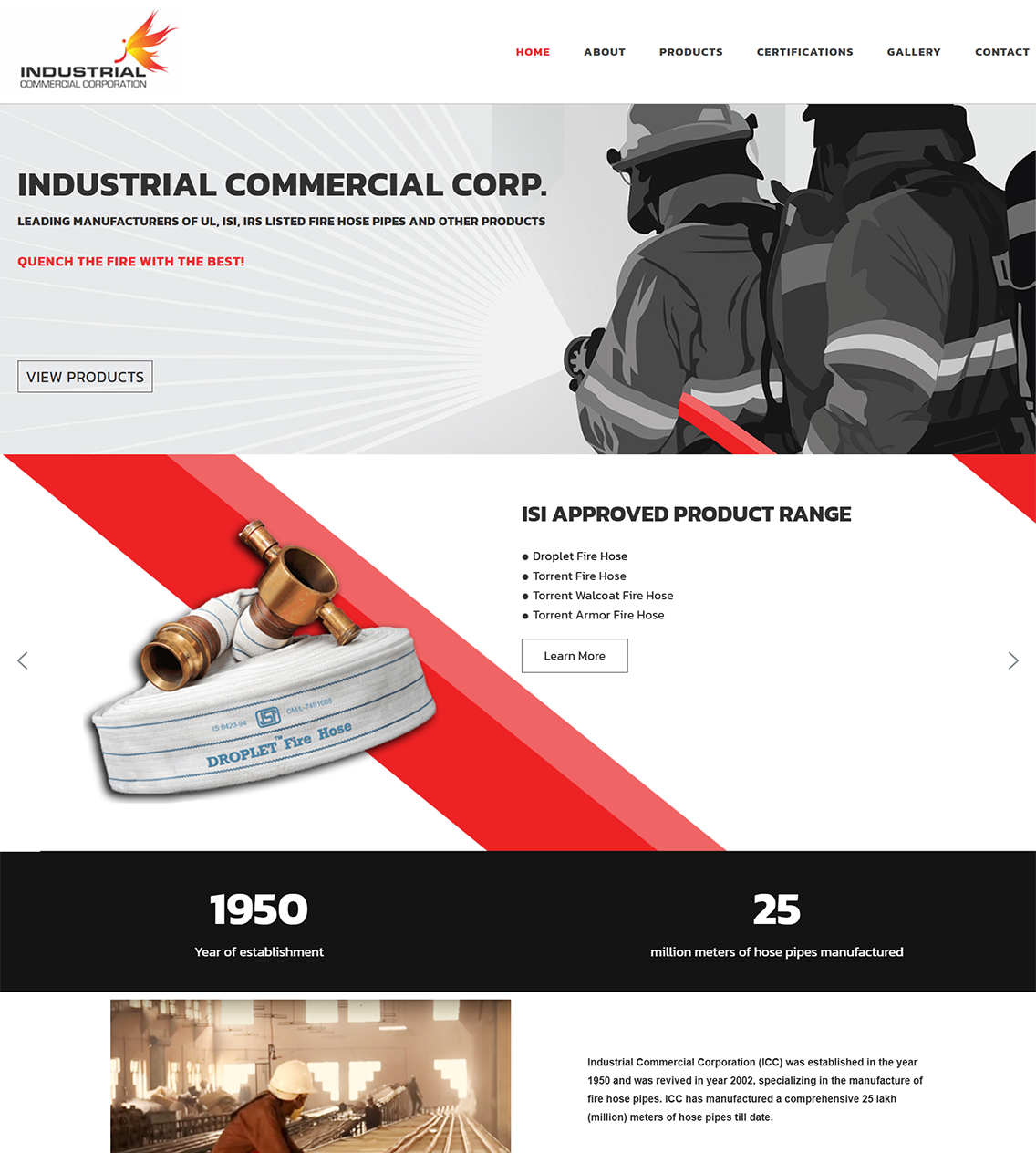Primary overview of product categories, key messaging, and structured navigation for industrial users